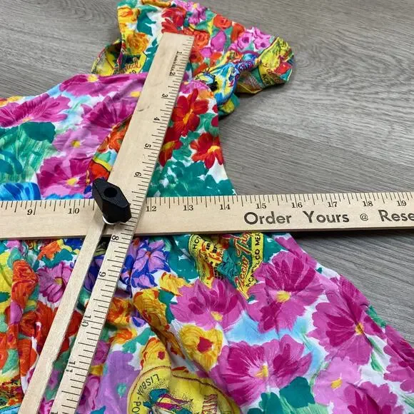 Vintage Jams World Vacation Tropical Babydoll Dress Women's Small Boho Cottage